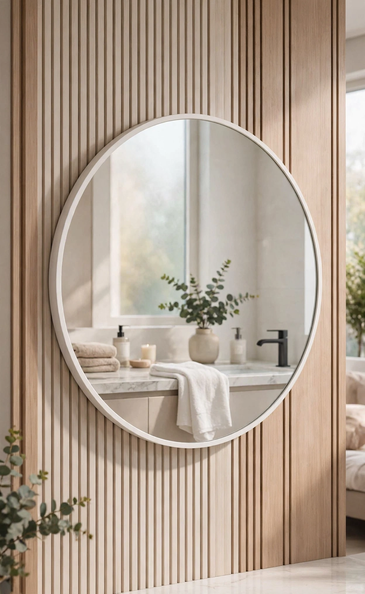 Luna Circle Mirror-White
